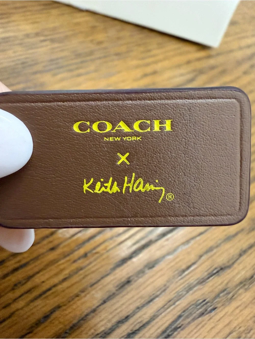 RARE COACH x Keith Haring, The Artist, Brown Leather Hang Tag Charm